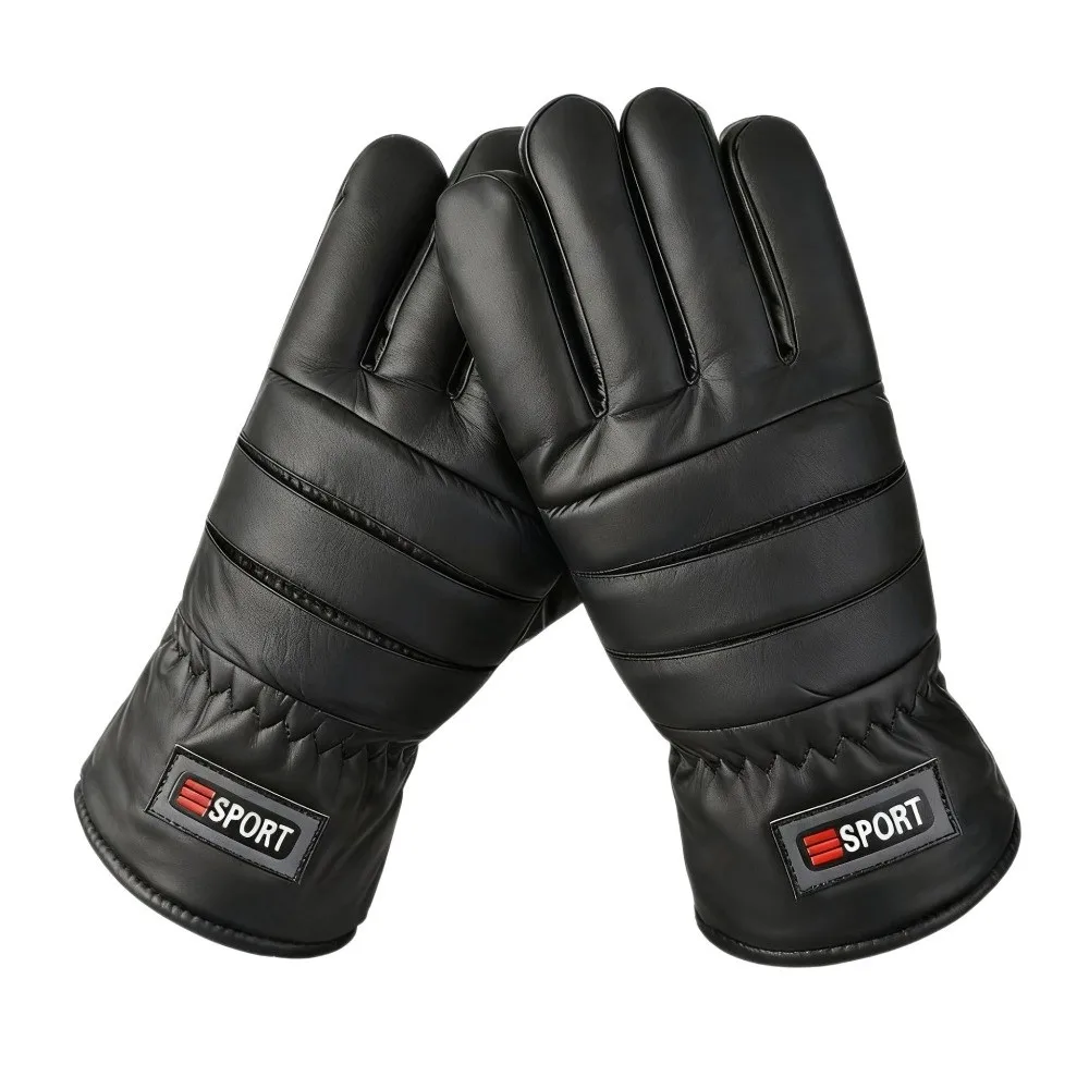New PU Gloves Windproof Warm Warm Gloves Coldproof Full Finger Gloves Autumn and Winter