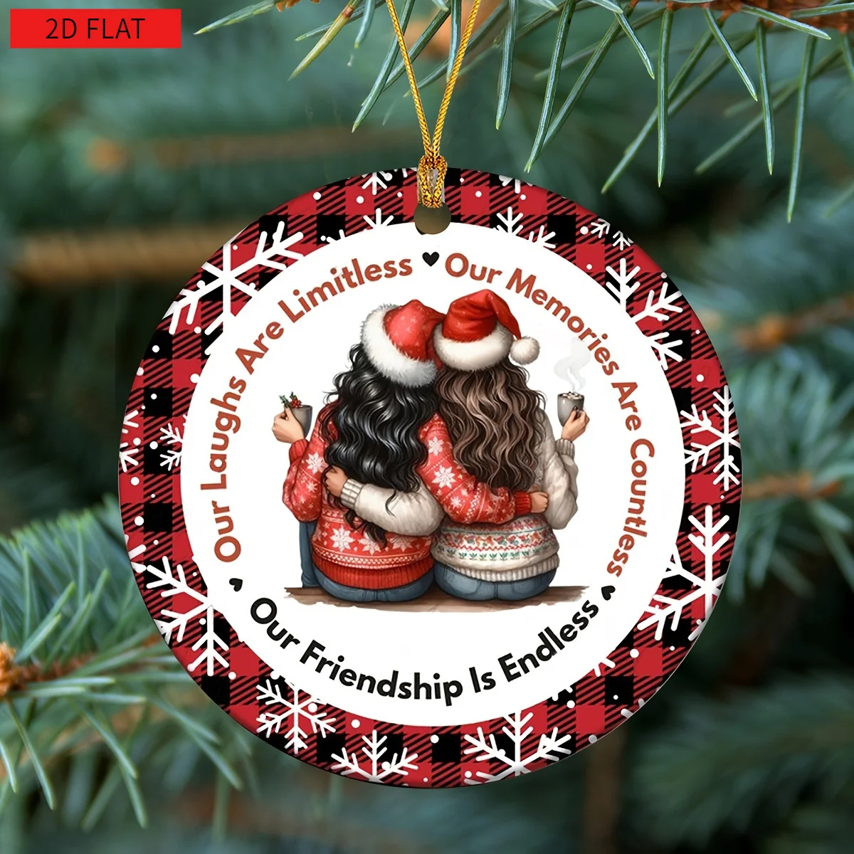 

2D плоский акриловый кулон «Бесконечная дружба», современное украшение для елки, лучший подарок для друзей и сестер.