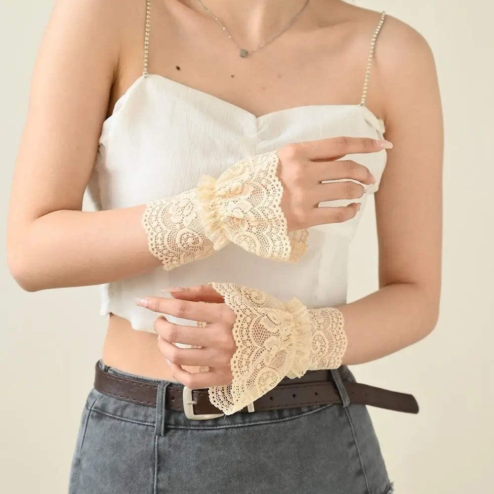New Detachable Fake Cuff Hollow-out White Black Wrist Cuff Lace Cuff