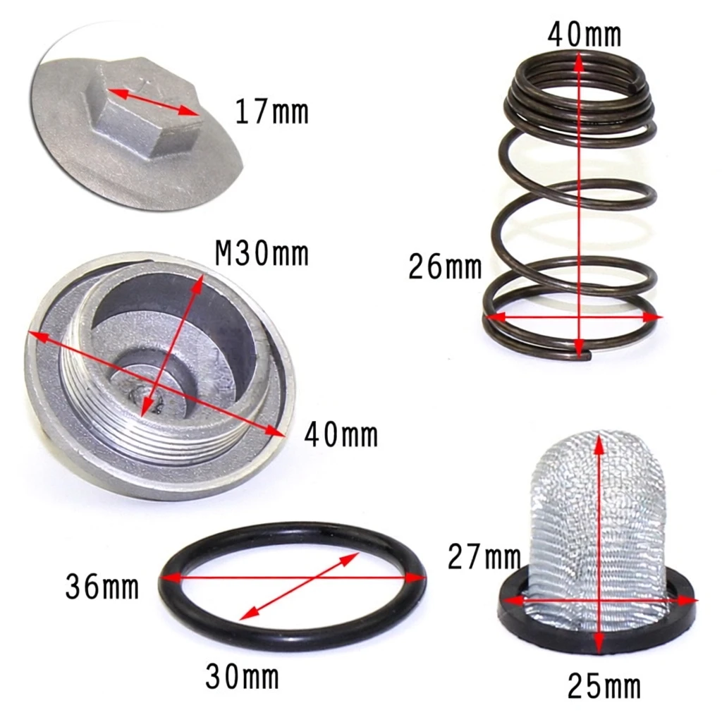 GY6 50-150cc Engine Oil Strainer Kit, Drain Plug Spring O-Ring Seal Replacement for Scooter Moped