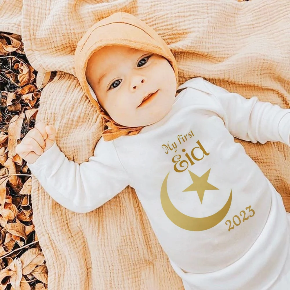 

My First Eid Baby Bodysuit Boys Girls Clothes 1st Eid Newbron Romper Toddler Jumpsuit Muslim Baby Shower Gift Infant Playsuit