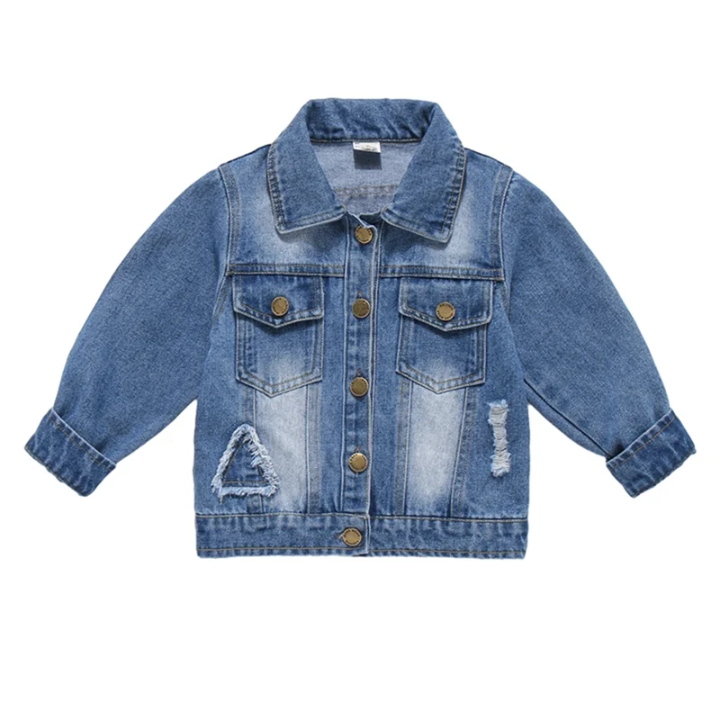 طفل الفتيات الفتيان الدنيم سترة الربيع والخريف الأطفال الصبي جينز غير رسمي ملابس فتاة صغيرة الاطفال الطفل الدنيم معطف #1