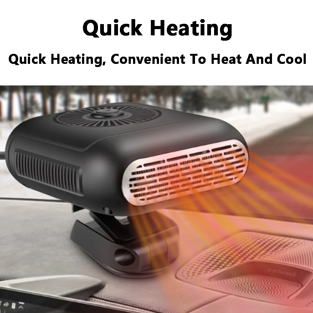 

12V/ 24V Car Heater Portable Fan Front Windshield Defogging Demister Adjustment 360°Rotation Fan Anti-Fog Heater Defroster