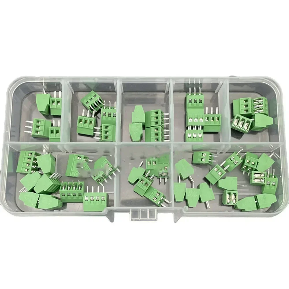 50pcs KF128 Terminal Block 2.54mm 2/3/4P Screw PCB Mount Screw Connector Kit Box Plastic Screw Terminals Replacement Accessories