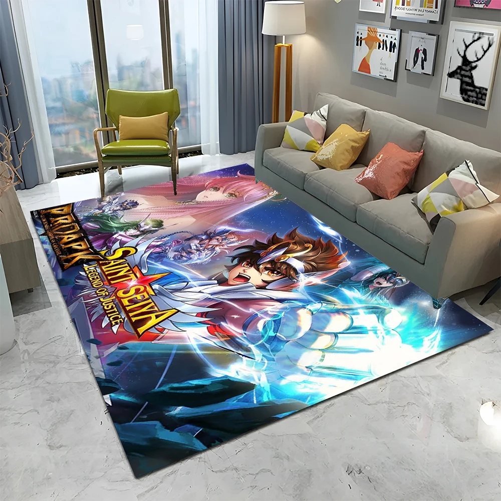 Retro Saint Seiya Anime Cartoon Carpet Rug for Home Living Room Bedroom Sofa Doormat Decor,kids play Area Rug Non-slip Floor Mat