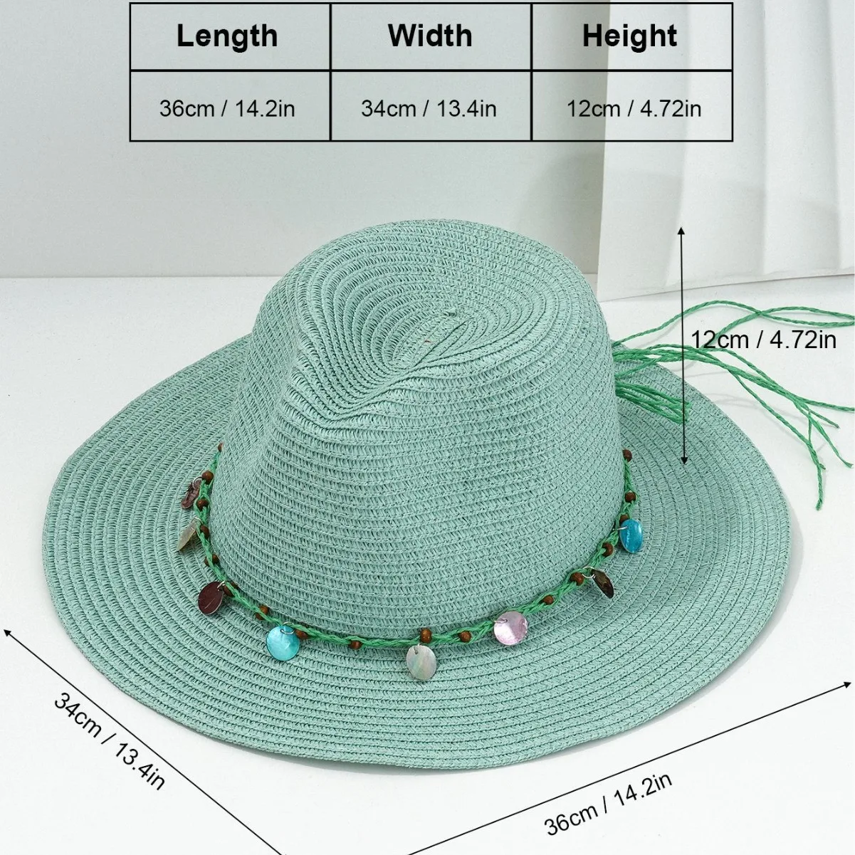 Panama Style Straw Hat Woven Sequins Shell Accessories Western Cowboy Caps Men's And Women's Vacation Beach Hats