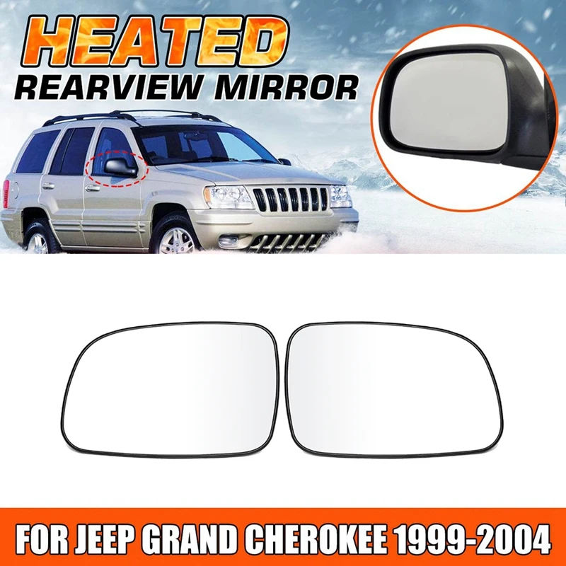 Door Wing Side Mirror Glass Heated With Backing Plate For Jeep Grand Cherokee 1999 2000 01 02 03 2004