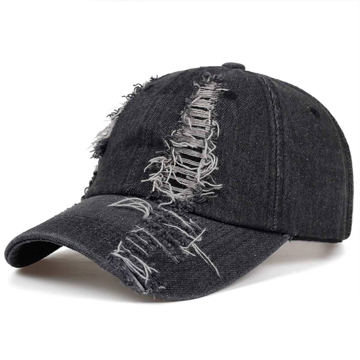 Unisex Light Solid Color Perforated Denim Baseball Caps Spring Autumn Outdoor Adjustable Casual Hats Sunscreen Hat