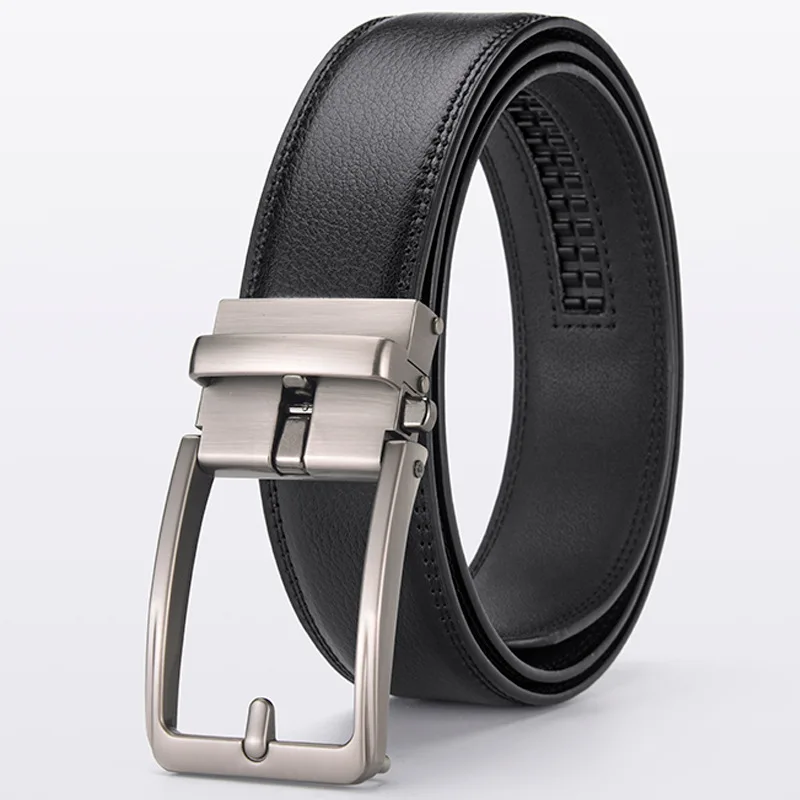 Belt men's rotating buckle cowhide automatic buckle belt, high-end feeling fake needle buckle belt