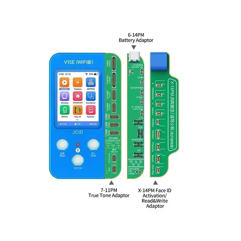 JC V1SE Programmer for iPhone 11 12 13Pro 14 15 Pro Max Photosensitive Original Color Touch Shock Fingerprint Battery Programmer