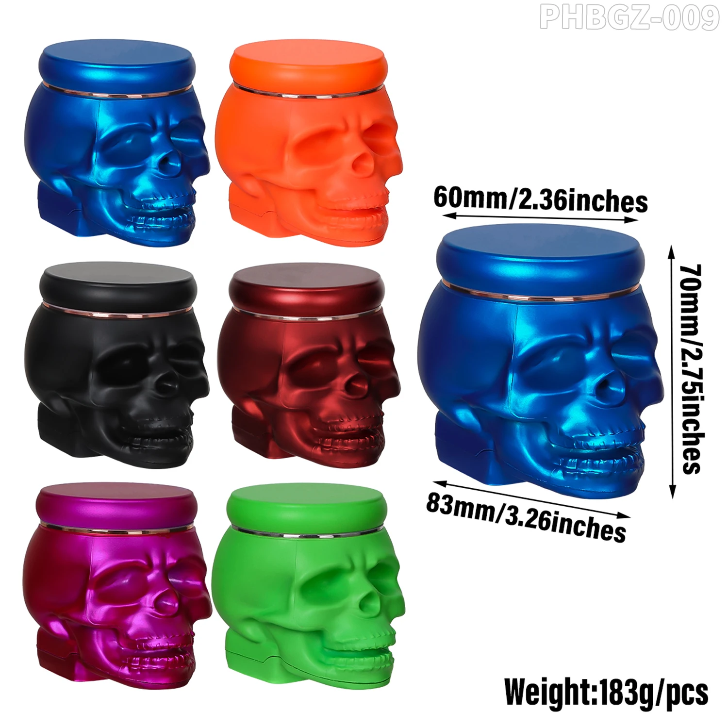 Creative Skull Shape Cigarette Grinder Metal Herbal Storage Tank Portable Manual Herb Medicine Crusher Smoking Accessories