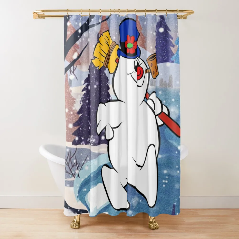

FROSTY THE SNOWMAN UNDER SNOWFLAKE Shower Curtain Cute Shower Luxury Bathroom Bathroom Showers Curtain