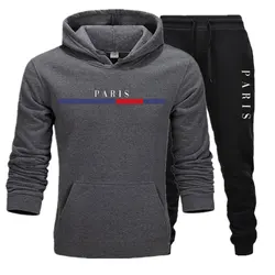 2024 New Men's Sportswear Spring And Autumn Fleece Hoodie & Sweatshirt + Sweatpants Two-piece Running Training Casual Sportswear