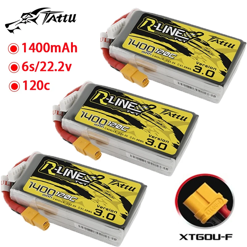 

NEW TATTU R-LINE 3.0 6S 22.2V Lipo Battery 1400mAh 120C For RC Helicopter Quadcopter FPV Racing Drone Parts 6S Drones Battery