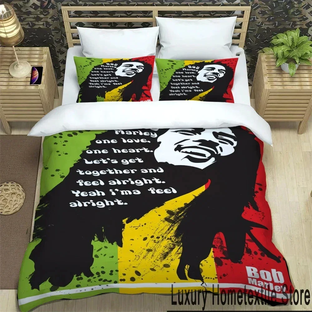 2026 3D Print Bob Marley Reggae Music Maple Leaf Bedding Set Boys Girls Twin Queen King Size Duvet Cover Pillowcase Bed Boys Adu