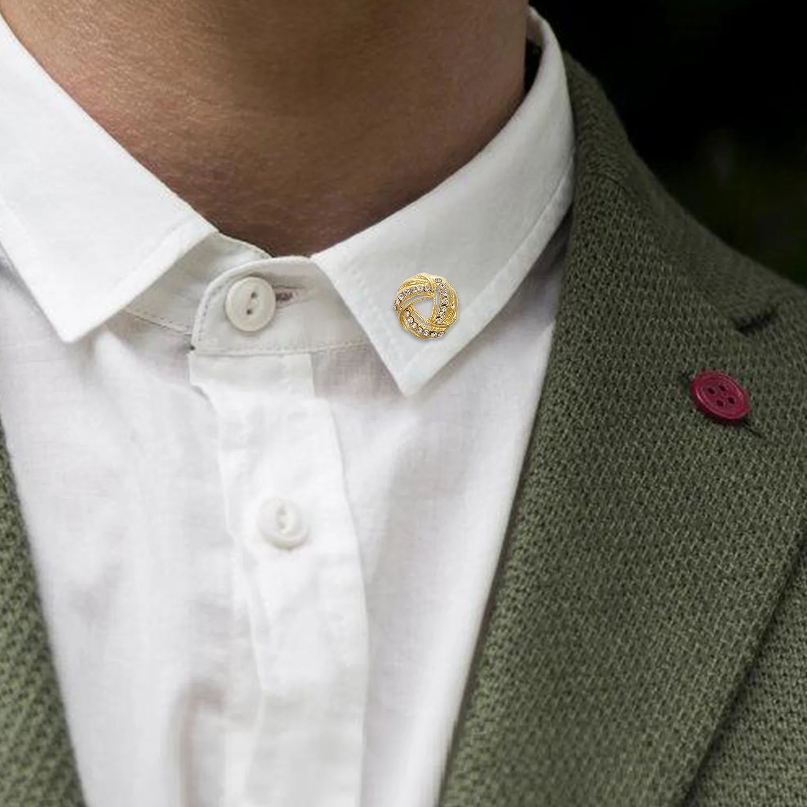 دبوس طية صدر السترة على شكل دائرة ذهبية، مشبك طوق معدني أنيق للنساء، إكسسوار بروش مناسب آمن، ظهر دبوس مزخرف أنيق #4