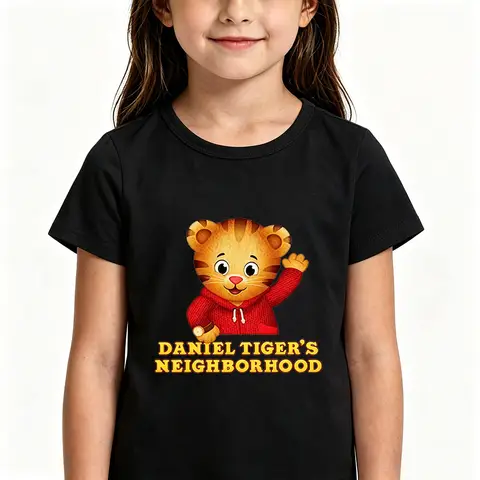 Daniel Tiger’s Neighborhood Children's T-shirts Cotton Cartoon Print Short Sleeve Funny Boys Cute Girls Tees Casual Tops Summer