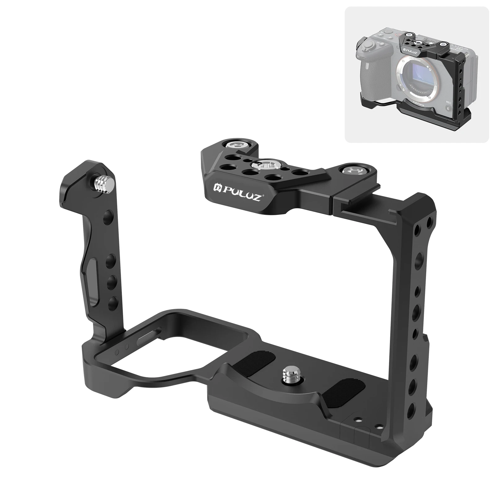 PULUZ Metall-Kamerakäfig-Stabilisator für Sony ILME-FX30 / FX3 mit NOTA-Slider, 1/4-Zoll-Schrauben, 3/8-Zoll-Erweiterungen und Arri-Positionierungslöchern – Detail 3