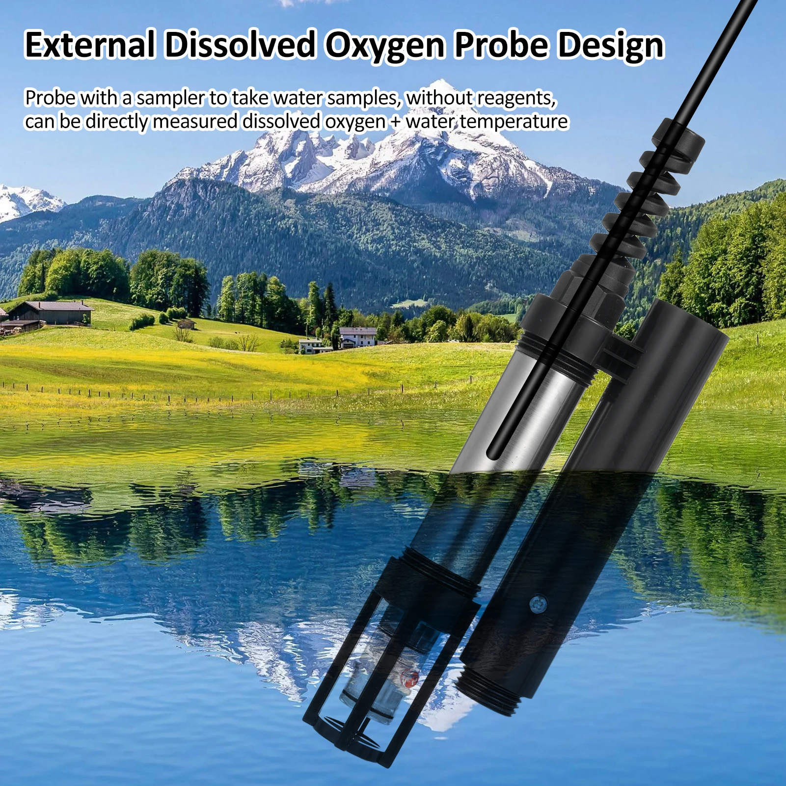 SMART SENSOR 6-in-1 Dissolved Oxygen Tester Water Quality Detector pH Value Temperature Ammonia Nitrogen Oxygen Meter DO Probe