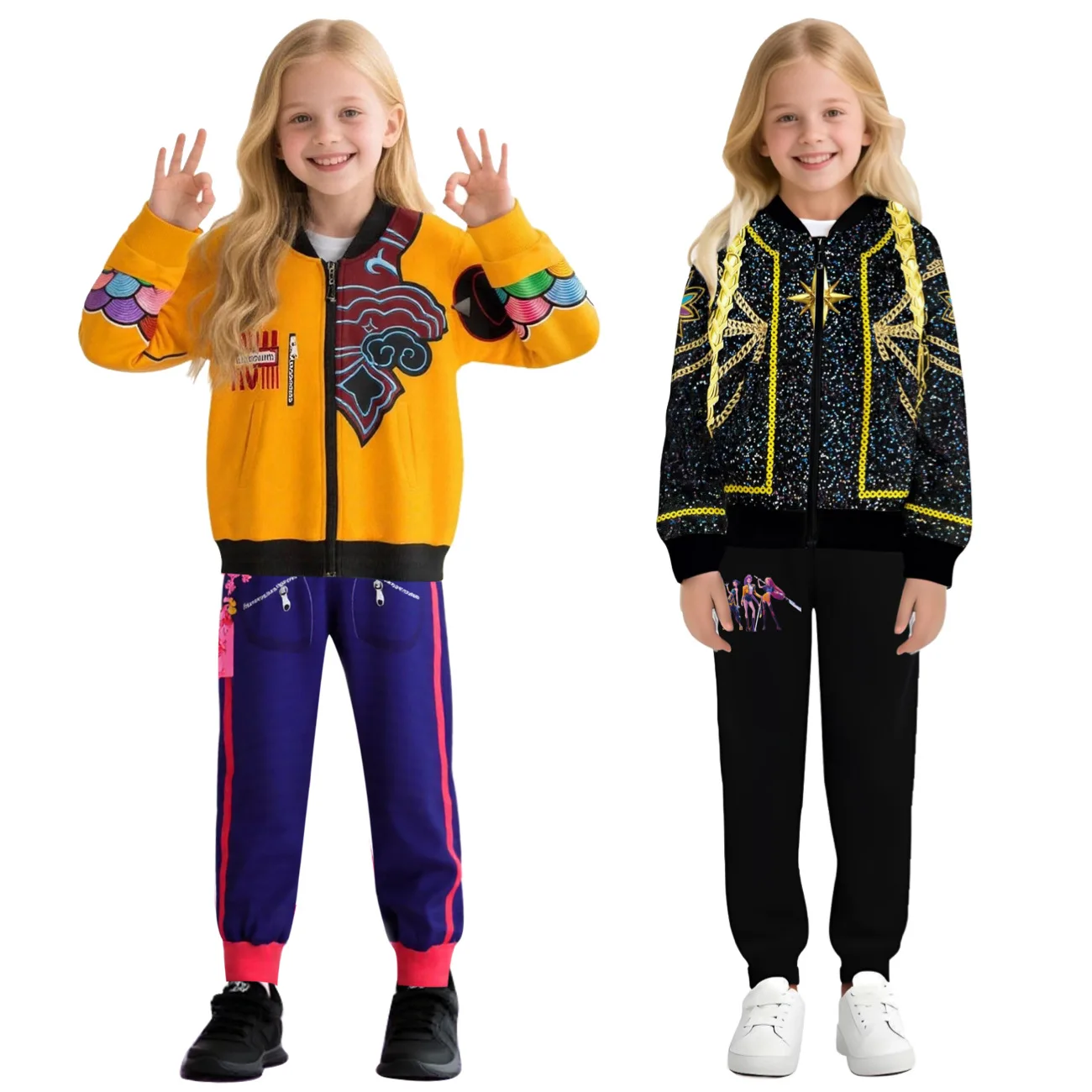 Ropa Kpop Rumi, disfraz de cazador de demonios, sudaderas con capucha estampadas para niños, chaqueta, abrigo informal de moda, pantalones, ropa deportiva para niñas, traje para niños, regalo