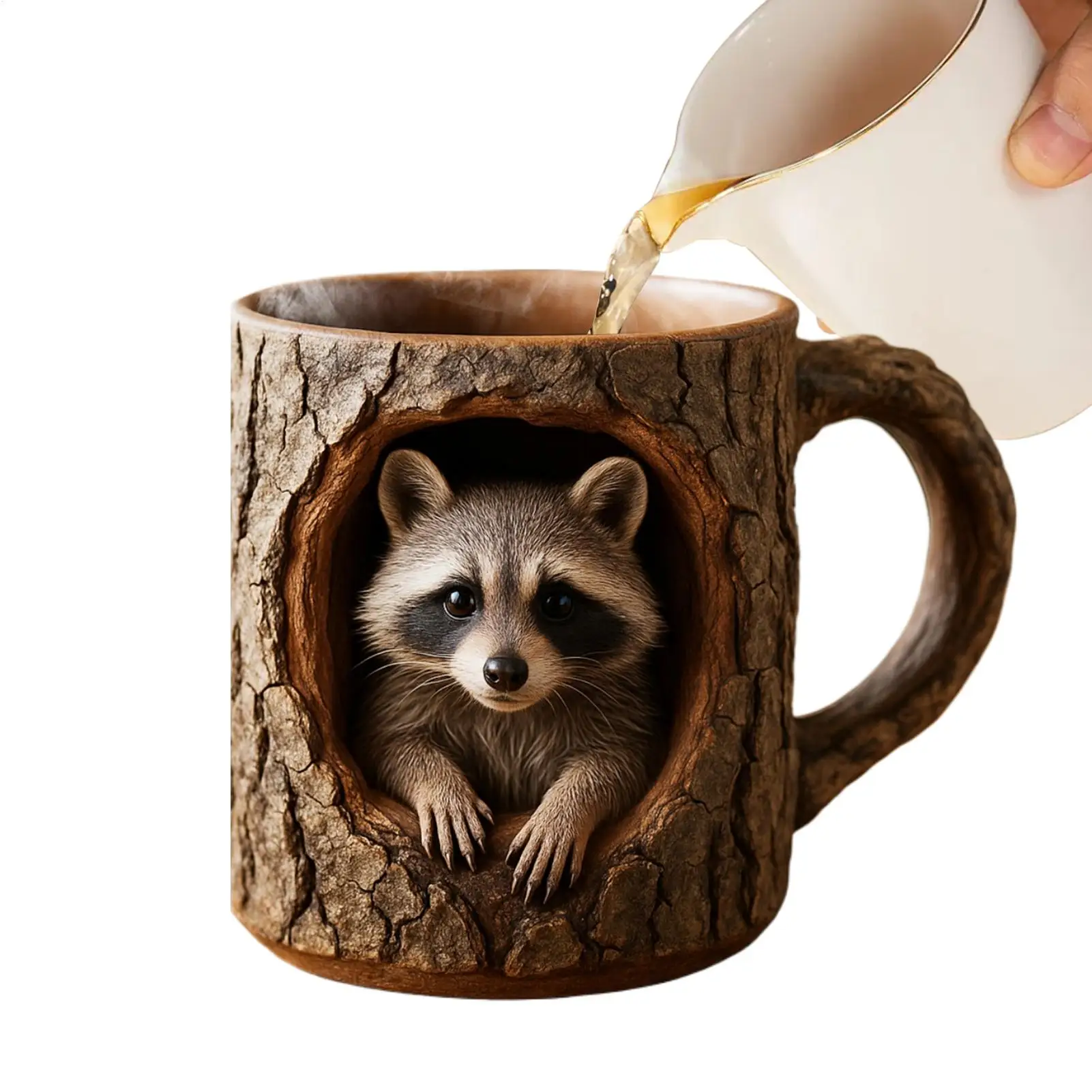 

Adorable Raccoon Owl Raccoon Tree Hole Mug Coffee Cup Cute and Funny Animal Resin Mug Novelty Coffee Mugs Birthday Gift