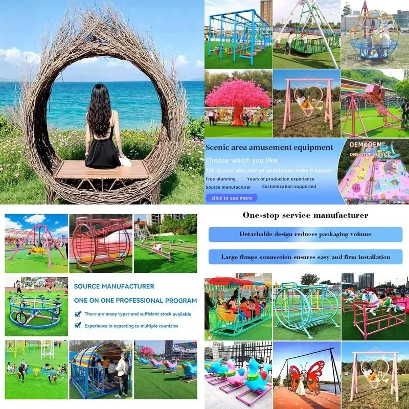 Scenic outdoor photo props, yellow chairs, seaside photography background, amusement facilities, standing round rattan bird's