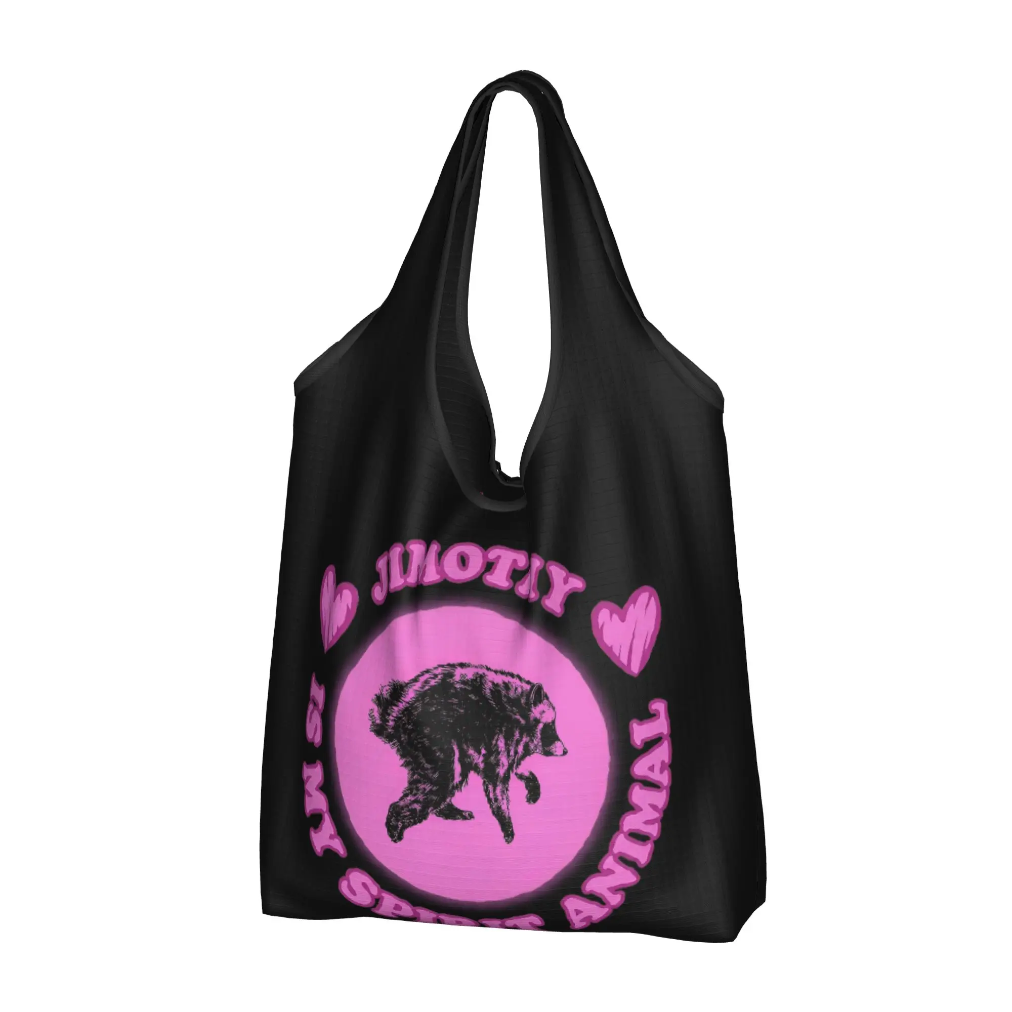 Custom Jimothy Raccoon Shopping Bag Women Portable Large Capacity Groceries Spirit Animal Raccoon Shopper Tote Bags