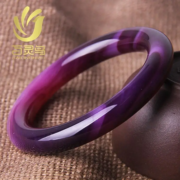 

Bracelet Purple Female Natural Agate Crystal Chalcedony Round Terms Jade Bracelet Uruguay Sub-primary color 5a