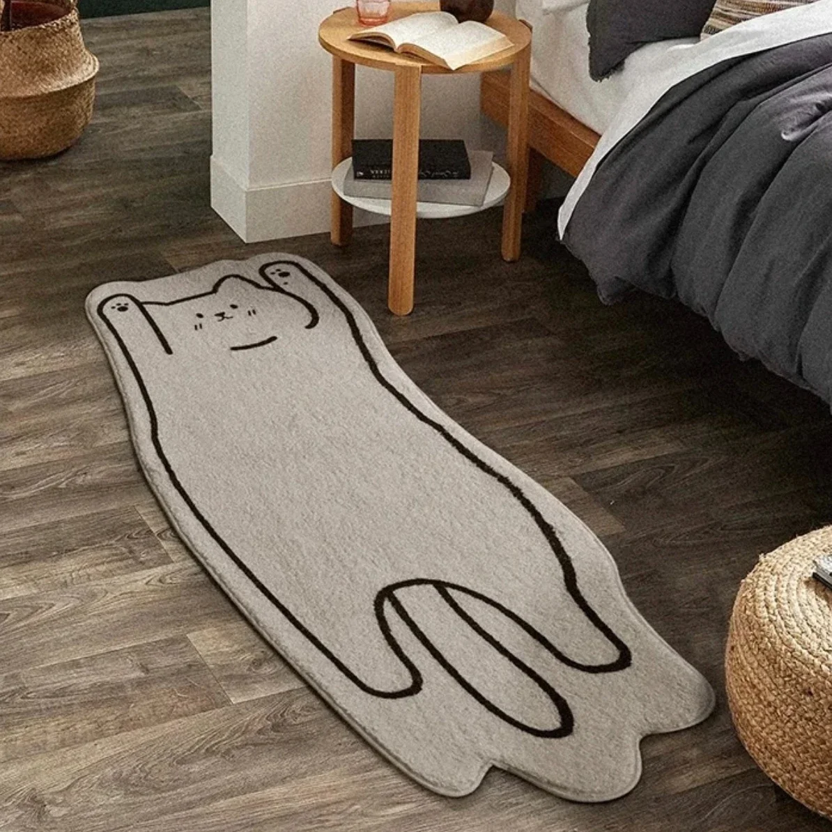 Alfombra blanca gruesa de dibujos animados para dormitorio y sala de estar, tapete decorativo, bonito gatito, cachorro, personalizada