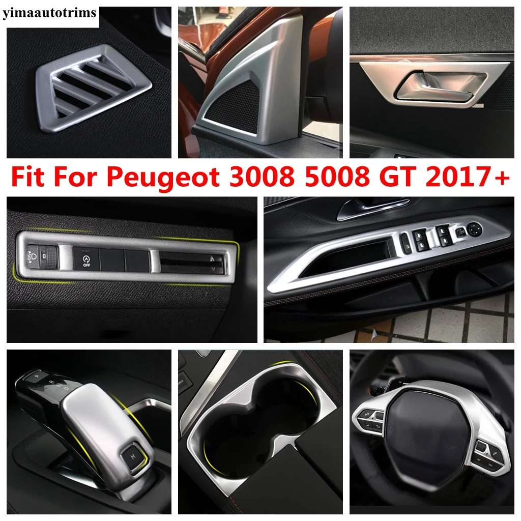 

Gear Shift Head / Water Cup Panel / Handle Bowl / Dashboard Air AC Cover Trim For Peugeot 3008 5008 GT 2017 - 2023 Accessories