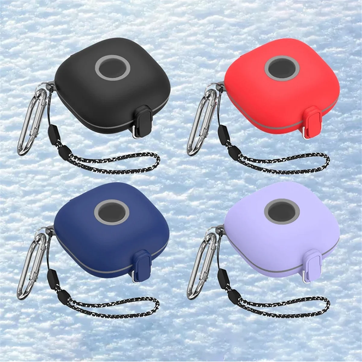 BISM Kopfhörer-Hülle, Ladebox-Halterung mit Karabiner, Lanyard, Stoßdämpfungs-Hülle für Beats Fit Pro, Schwarz