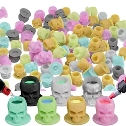 100pcs Silicone Skull Tattoo Ink Cup multicolor Disposable Silicone Tattoo Pigment Cup Color Pigment Cup Tattoo Pigment Holder