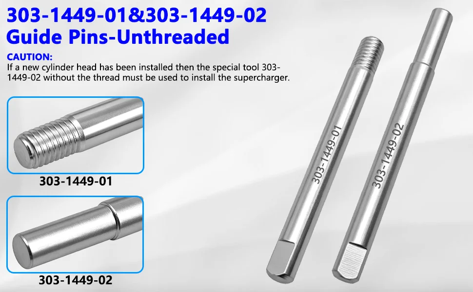 8-teiliges Kompressor-Installationswerkzeug für Jaguar Land Rover 3.0 5.0 V6 V8 Motoren, Gewinde- und Glattführungsstifte 303-1449 Set – Detail 4
