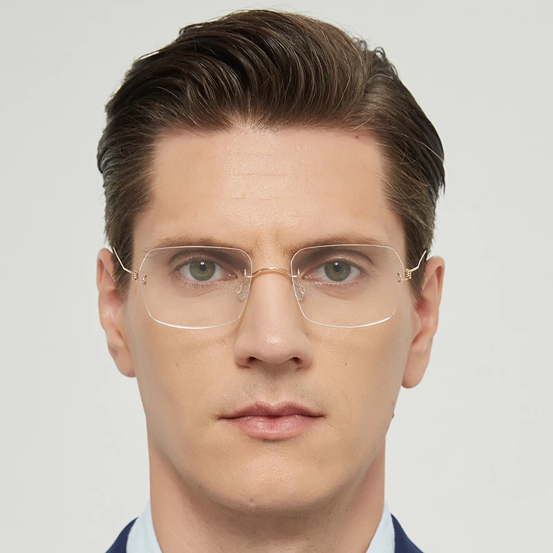 

Design Sense Denmark Brand Glasses Men Women High-end Large Square-framed Glasses Super Light Titanium Material Frameless 2539