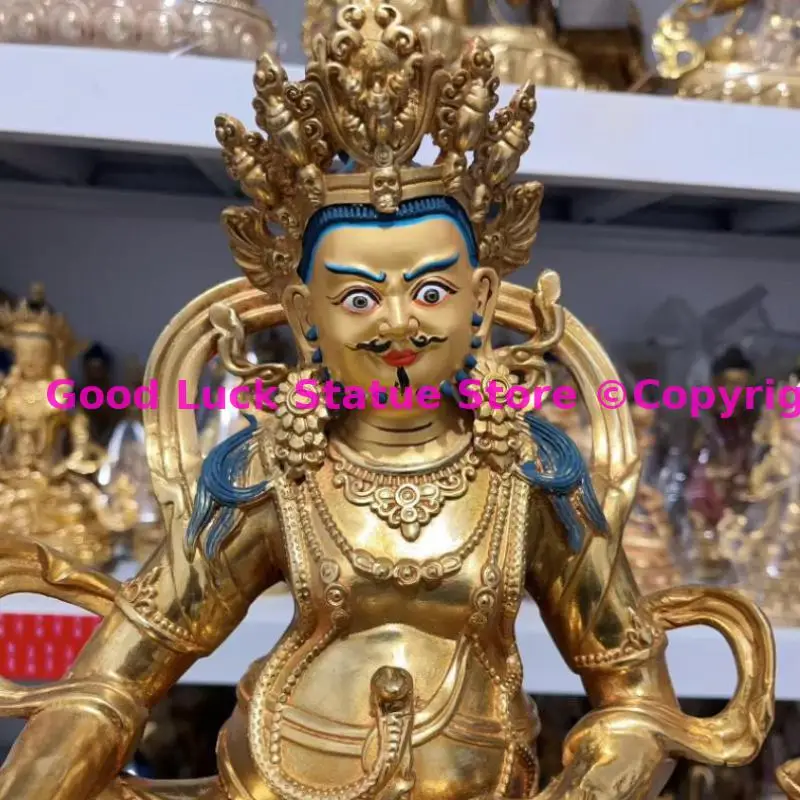 Discount 2025 Asia India Buddhism gilding Yellow Jambhala fortune god Buddha statue bring money Bless good luck temple worship