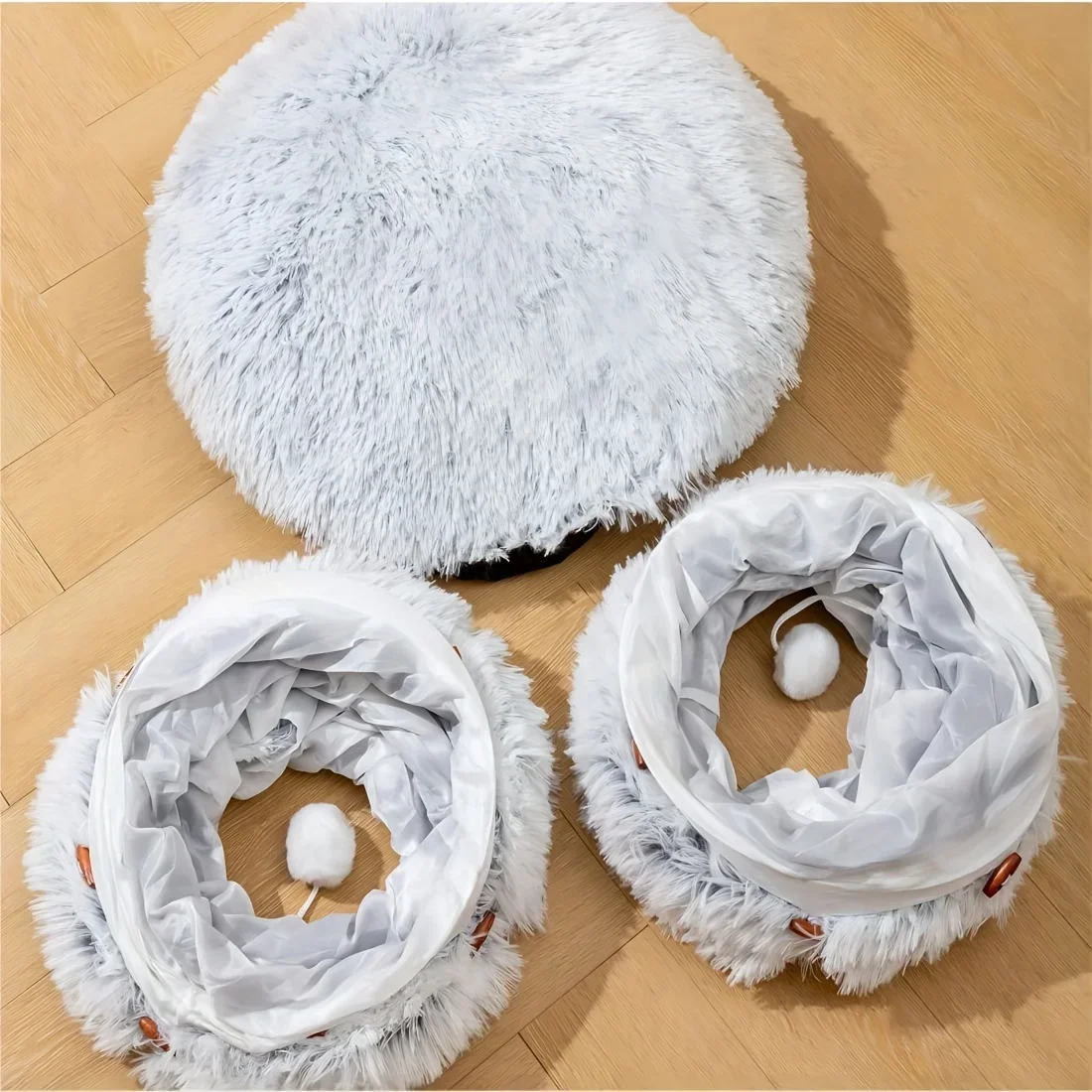 Plush Cat Bed with Tunnel for Indoor Cats Multi-functional 2-in-1 Cat Channel Nest Pet Supplies Simple Storage Pet Cat Tunnel