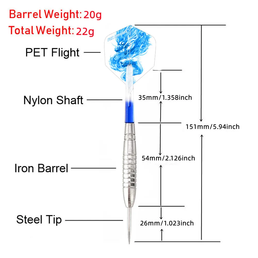 3PCS 22g Dart Professional Steel Tip Needle Darts With Clear Nice Shafts