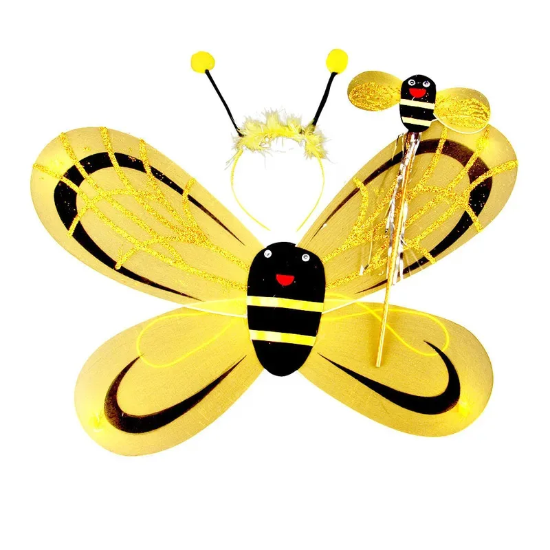 Disfraces de abeja amarilla para niñas, vestido tutú de abejorro con alas, traje de cumpleaños y Halloween para niños, ropa de abeja pequeña