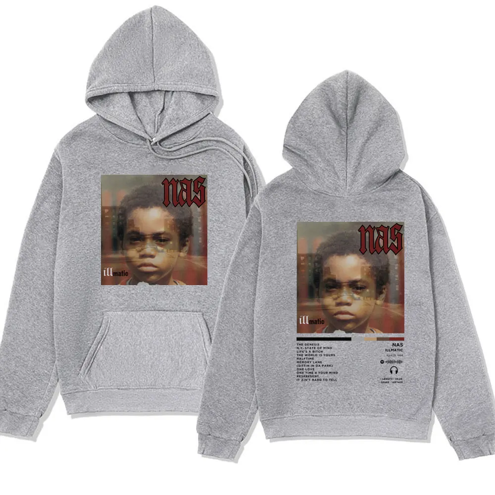 Rapper Nas Illmatic Album Cover Hoodie Sweatshirts Men Women Clothes Fashion Retro Hip Hop Oversized Hoodies Streetwear Pullover