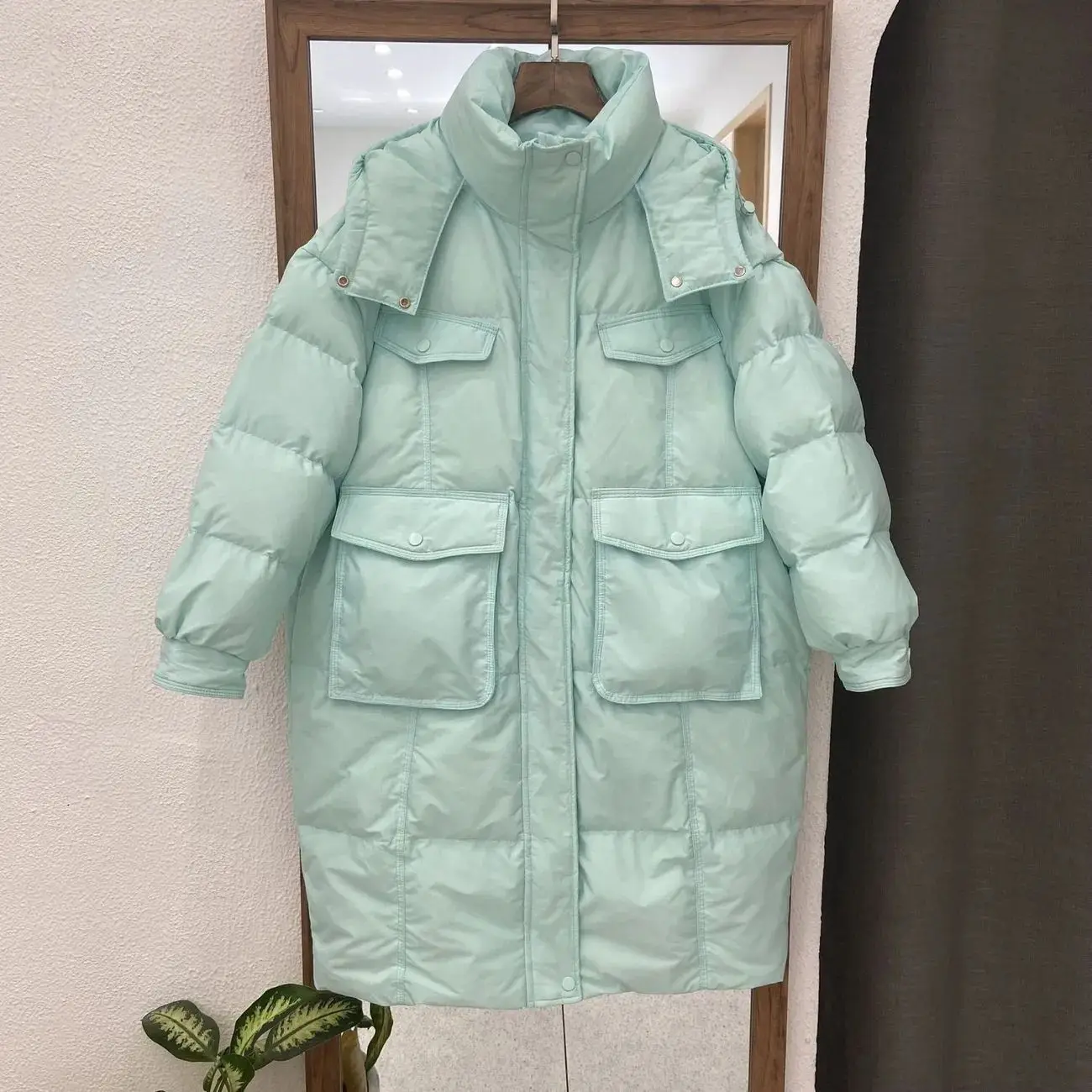 Chaqueta acolchada de algodón para mujer, abrigo largo suelto y grueso de talla grande, prendas de vestir exteriores coreanas, invierno, 2023