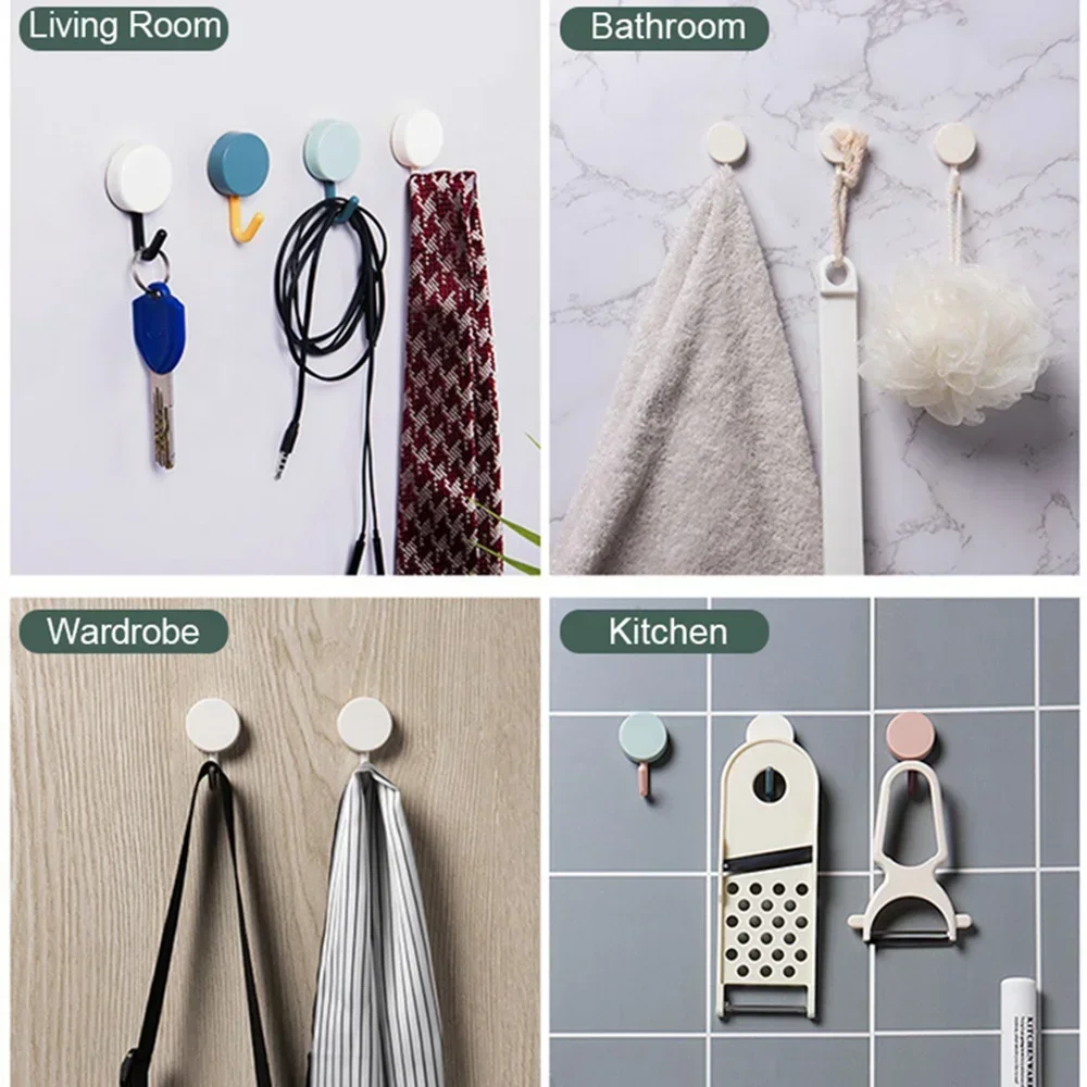 Self Adhesive Wall Hook Strong Without Drilling Coat Bag Bathroom Door Kitchen Towel Hanger Hooks Home Storage Accessories