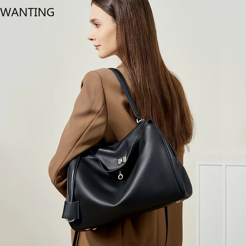 

Genuine Leather Women's Tote Bag High Quality Soft Cowhide Women Shoulder Bag Fashion Large Capacity Designer Luxury Bags 2727