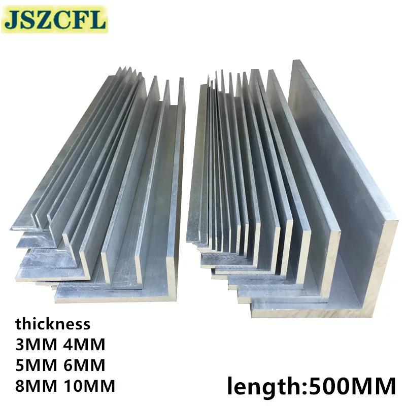 6063 Right Angle aluminum 20-100mm thick 3/4/5/6/8/10mm L-shaped aluminum alloy Aluminum edging triangle profile length 500mm