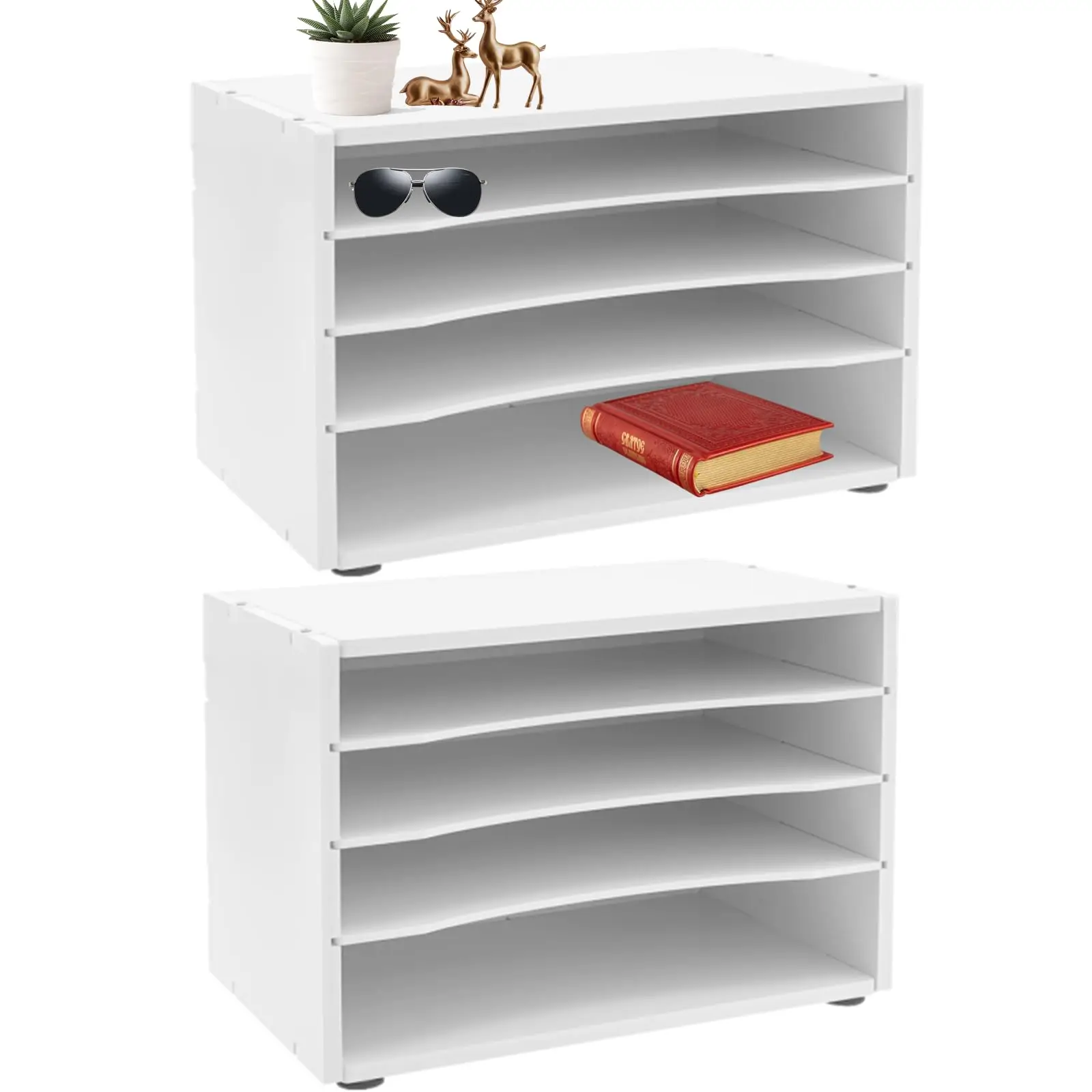 

Gdrasuya10 Office Desk Organizer Shelf 2Pcs File Holder Mail Sorter Paper Organizer for Desk 4 Compartments Letter Tray Home & O