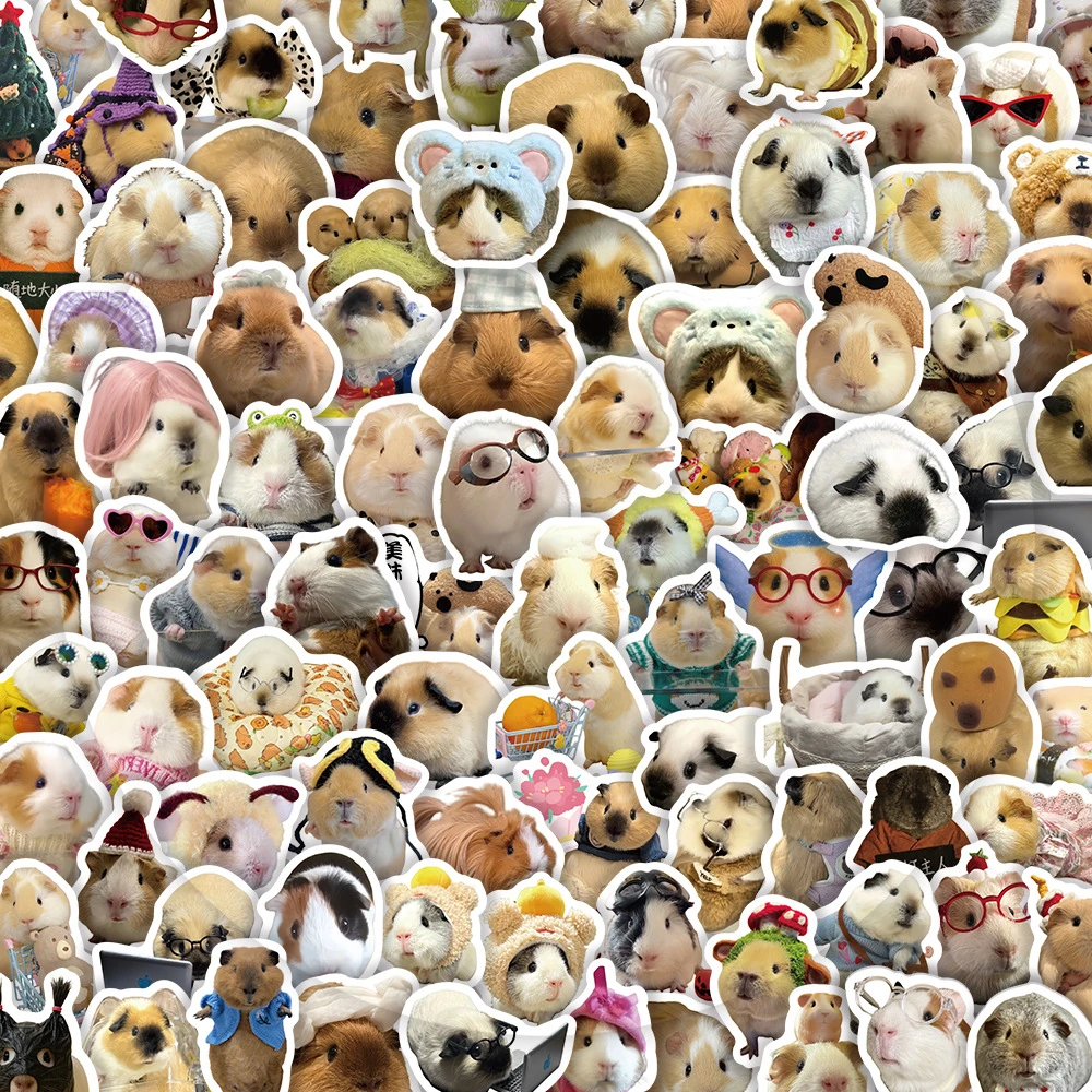 100PCS Cute Guinea Pig Cartoon Graffiti Stickers Exquisite Fashion DIY Guitar Phone Laptop Suitcase Water Cup Skateboard Decals