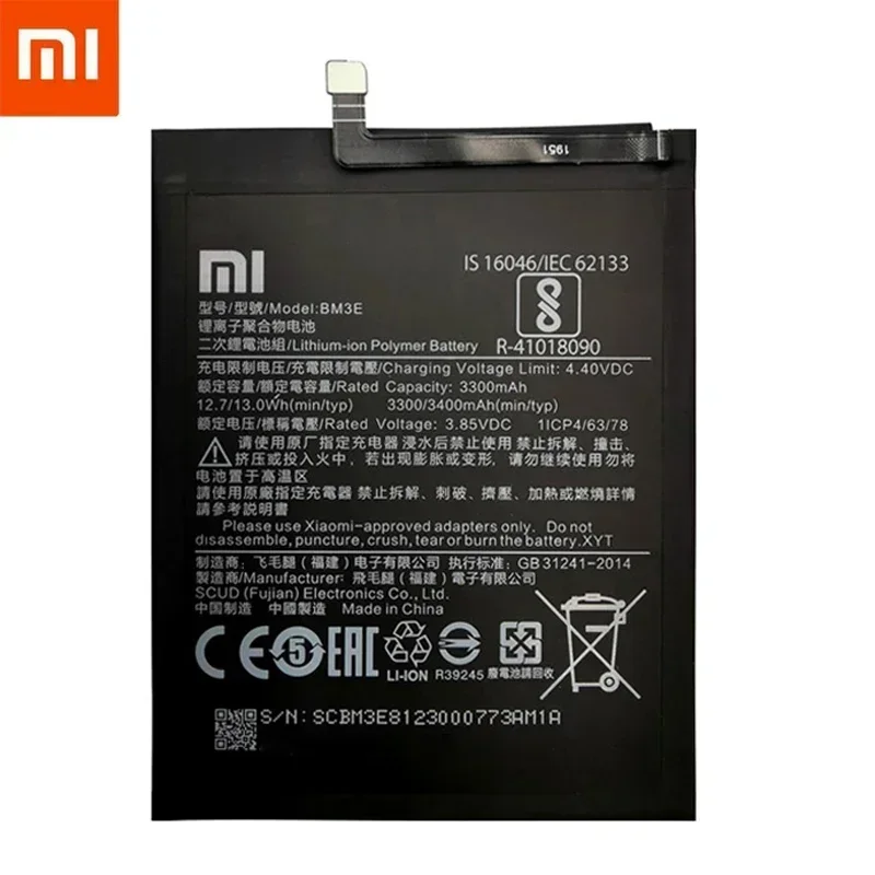 2024 100% 오리지널 샤오미 휴대폰 배터리, BM3E, 샤오미 미 8 Mi8 M8 용, 3400mAh 교체 배터리, 빠른 배송