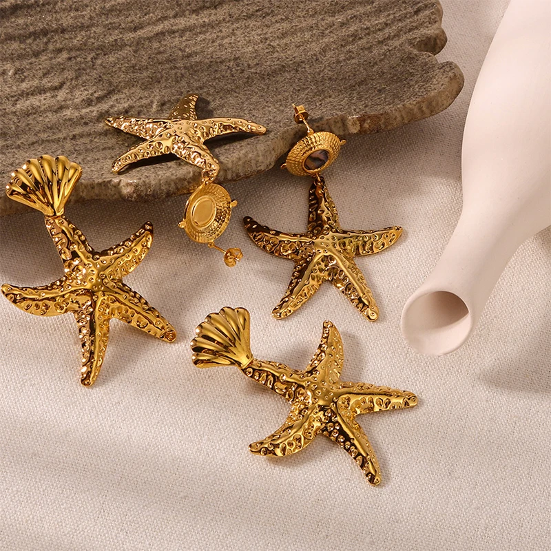 Loe| Big Starfish Earrings for Women. Stainless Steel. Charms Beach Jewelry. Vintage 2024