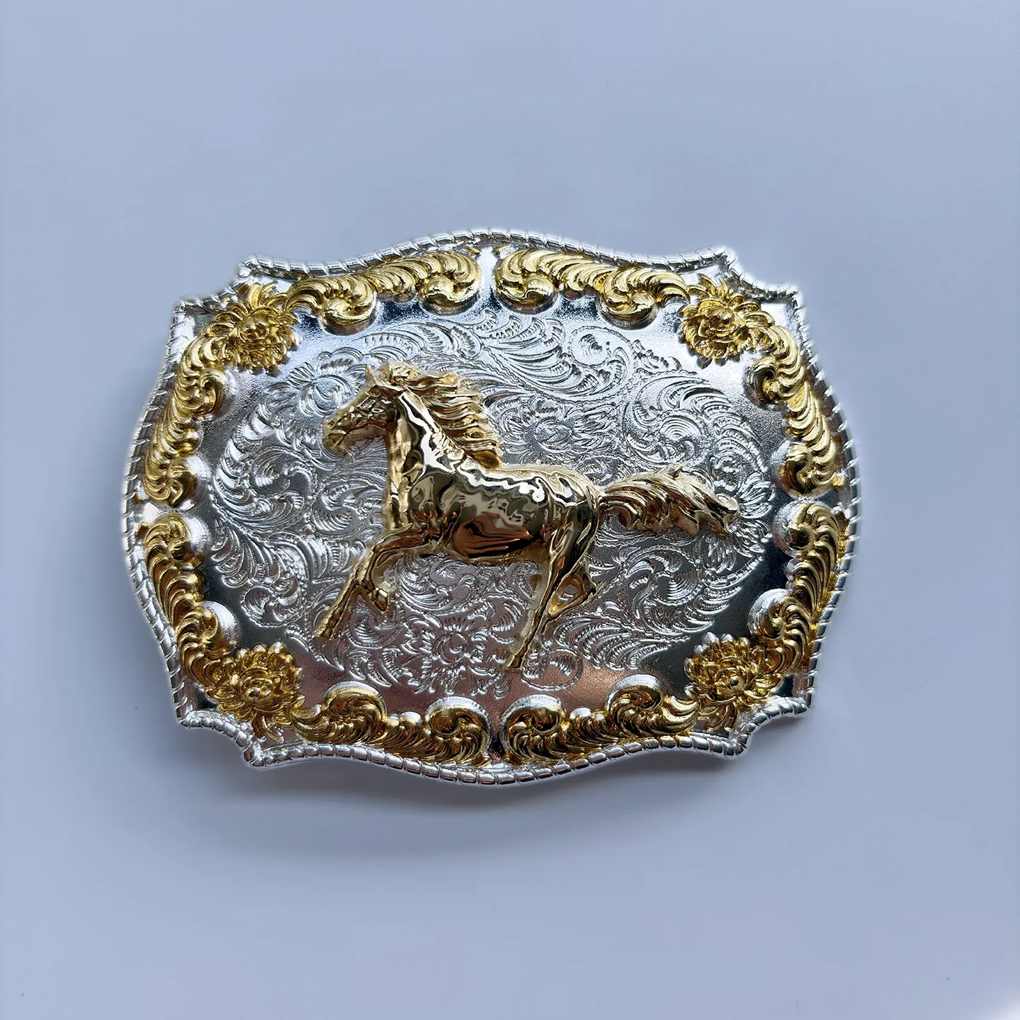 Bright Silver with Gold Color Fly  Western Belt Buckle Hebilla BUCKLE-WT128SG