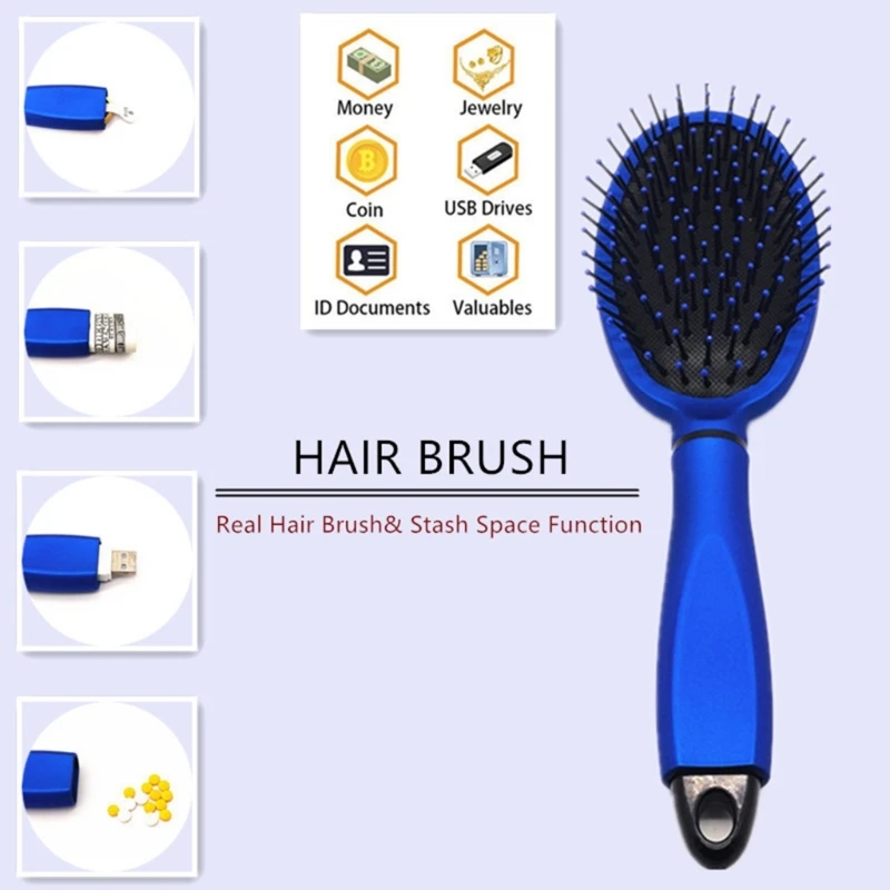 A9LB Diversions Safe Hair Brush Black Hair Brush with Compartment Hair Brush Combs Diversions Stashes Can