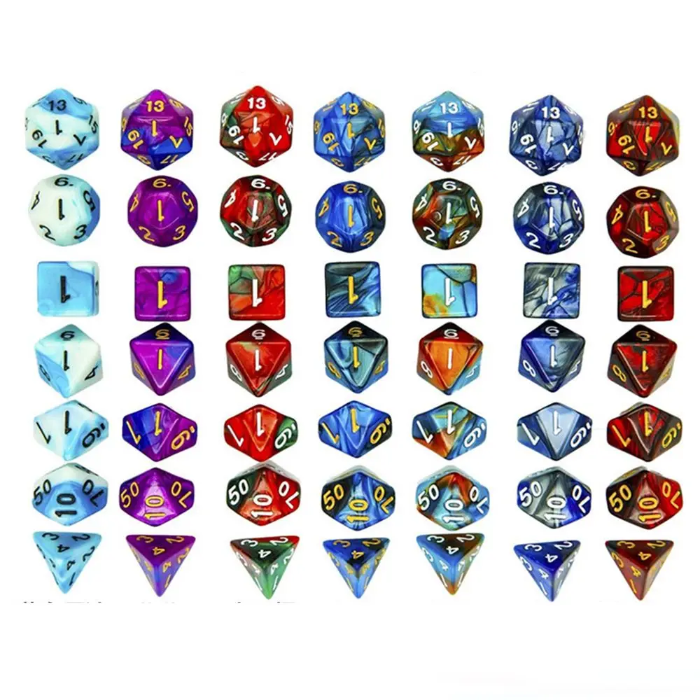 

Для TRPG DND игровой аксессуар, многогранные товары для вечеринок, игрушки для отдыха и развлечений, игровой аксессуар, двухцветный набор кубиков